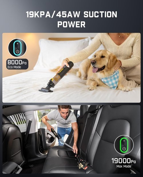 Fanttik Slim V8 APEX Car Vacuum - 4-in-1 Portable Mini Cordless Vacuum with 19000Pa Suction Power | Handheld for Car & Office (Black)
