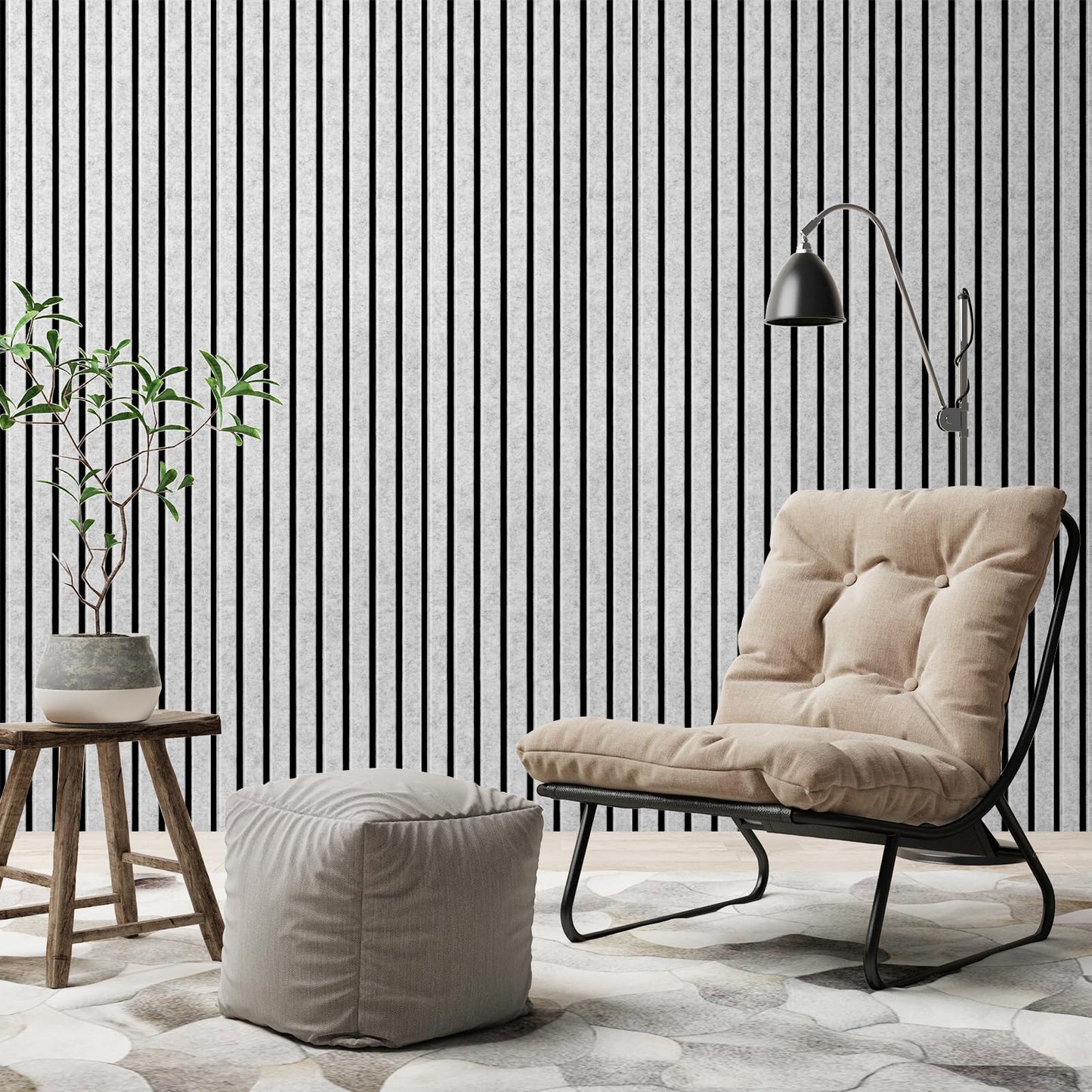 Art3dwallpanels 10 Pack Acoustic Panels, 48" X 12" X 0.43" Soundproof Wall Panels, Self Adhesive High Density Sound Absorbing Acoustic Treatment for Recording Studio, Office, Grey and Black