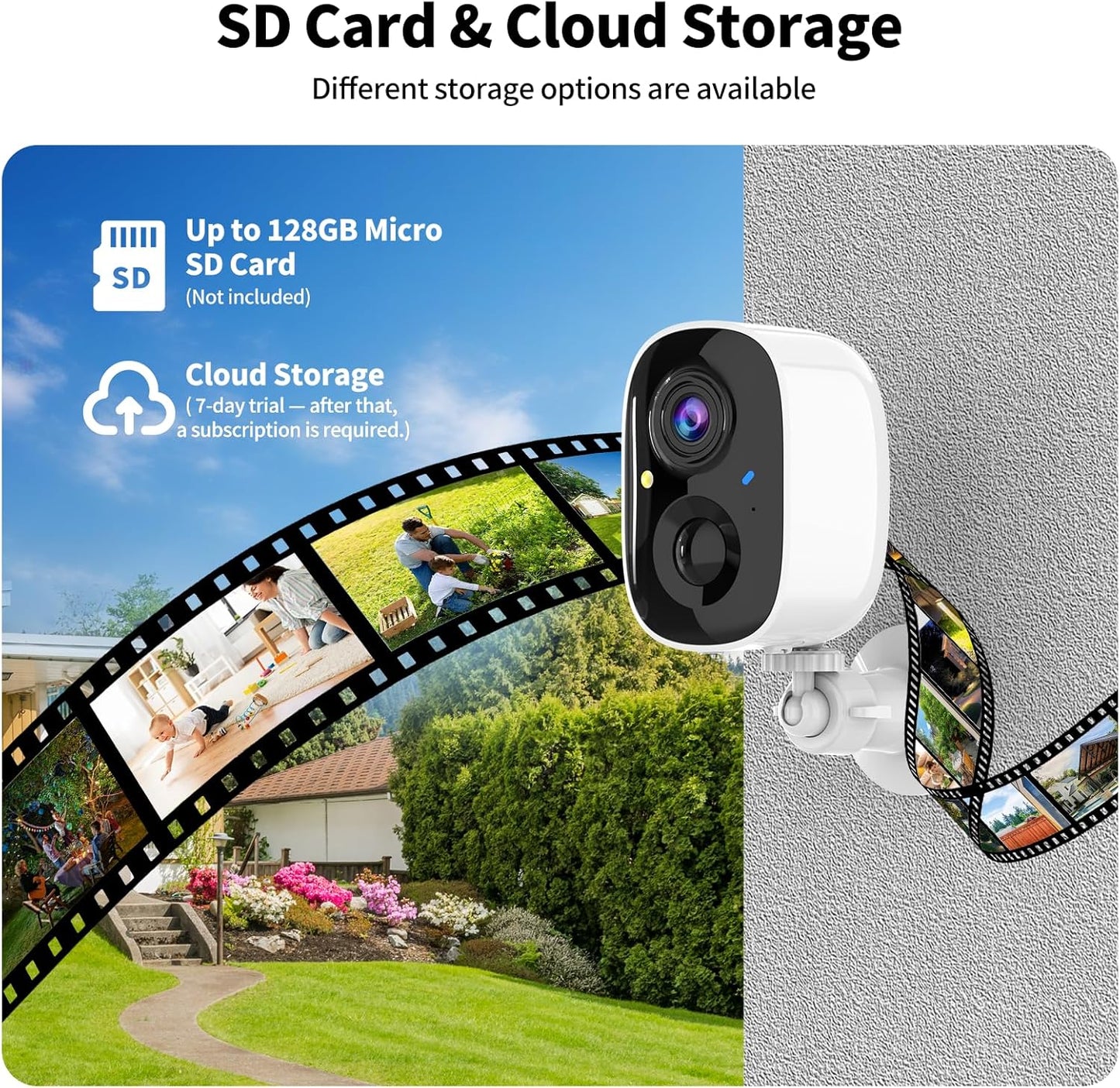 Tziarp 2K 2-Way (2.4GHz UHD Smart Wireless Security Camera Indoor/Outdoor,Battery Powered WiFi Camera with Color Night