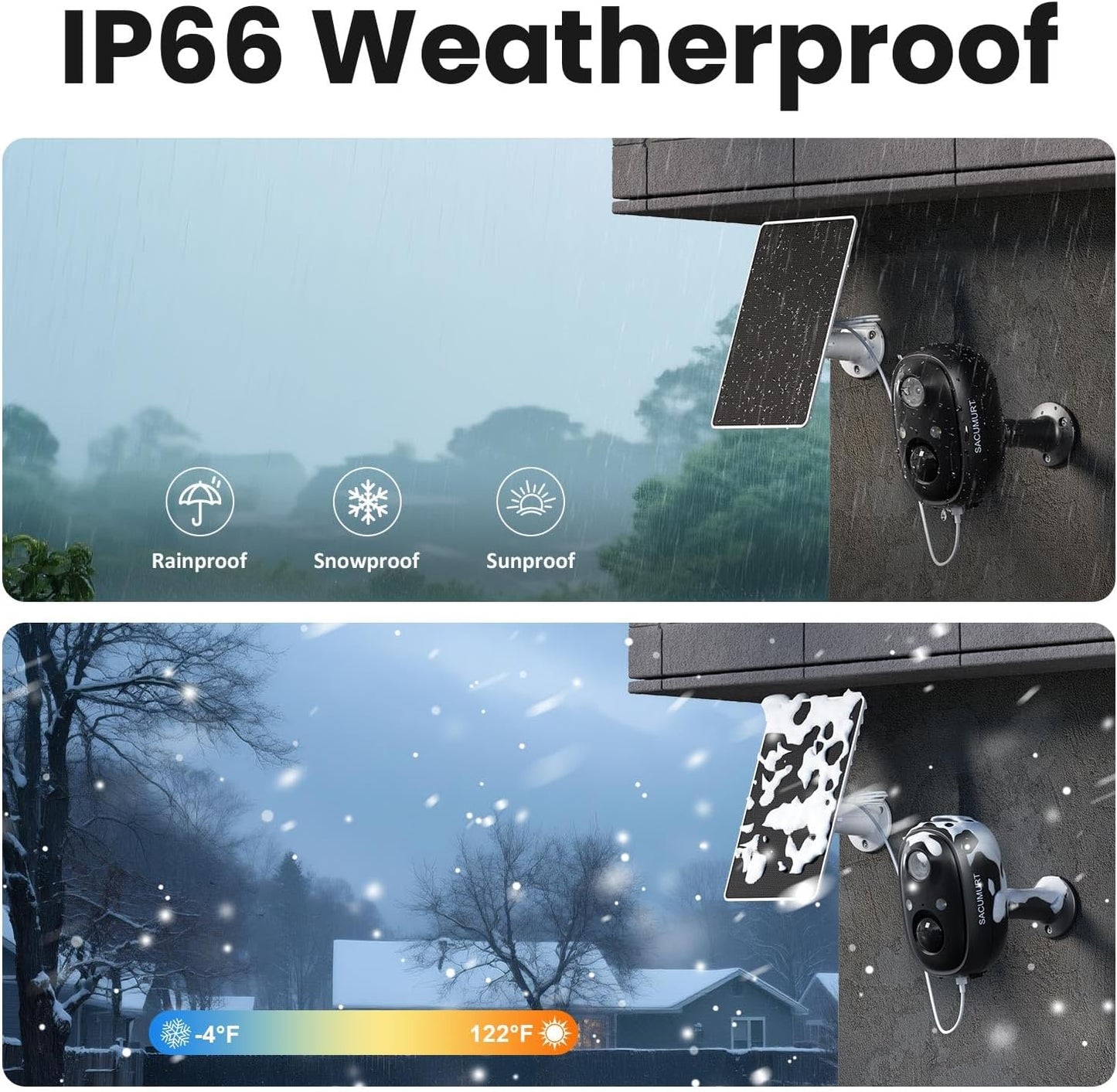 SACUMURT 2.4GHz 2K Security Cameras Wireless Outdoor, WiFi Camera Outdoor Wireless, Cameras for Home Security
