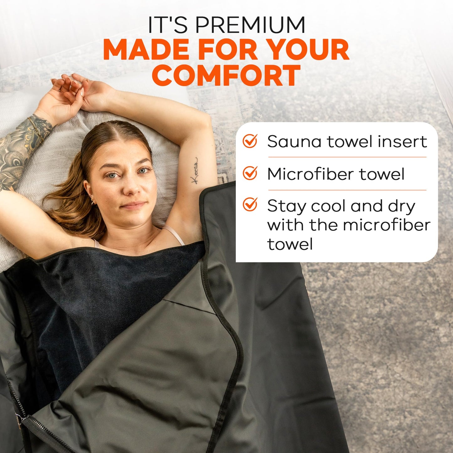 Happy Sol Sauna Blanket Towel Insert - Absorbent Insert for Sauna Blanket - Reusable and Machine Washable - 58"x70"- Luxurious Microfiber Material