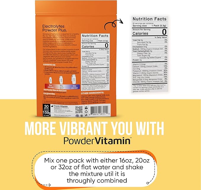 Electrolytes Powder Plus, Keto, Mango Passionfruit, Sugar Free, 1000mg Potassium, 120mg Calcium, 120mg Magnesium, Non-GMO, Zero Calories, 30 Hydration Packets