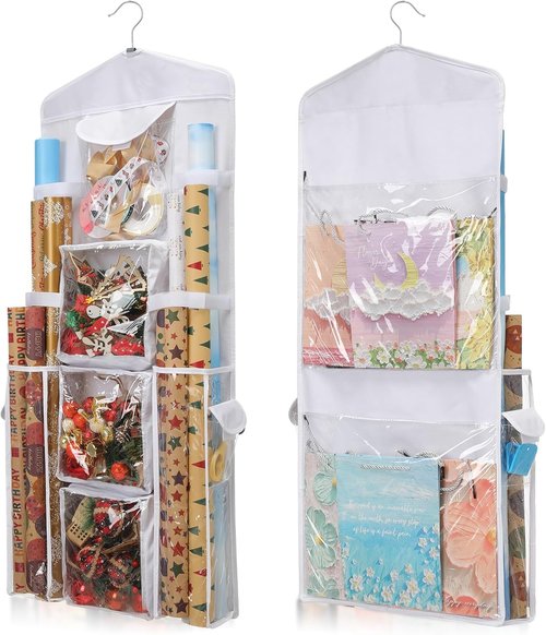 EXLIFBAG Gift Wrap Organizer - Double-Sided Wrapping Paper Storage Holder | Ideal for Home & Events