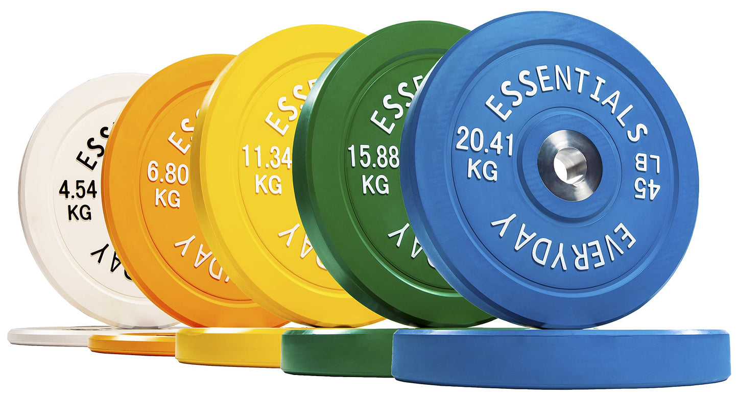 BalanceFrom Color Coded Olympic Bumper Plate Weight Plate with Steel Hub, 260LB Set, 2x 10/15/25/35/45LB