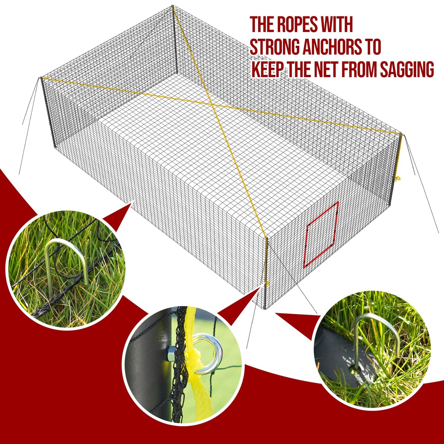 PLAYAPUT Portable Baseball & Softball Batting Cage,22FT x 12FT x 8FT Batting Cage Net With Pitching Machine Hole,Detachable Door,Target,And Guide Ropes,Easy Setup Batting Cages For Backyard,Park,Field