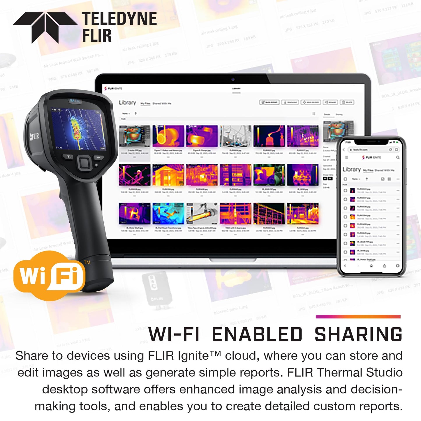 FLIR E8 Pro - Commercial Thermal Imaging Camera with Wifi, High Resolution Infrared Camera with FLIR Ignite Cloud