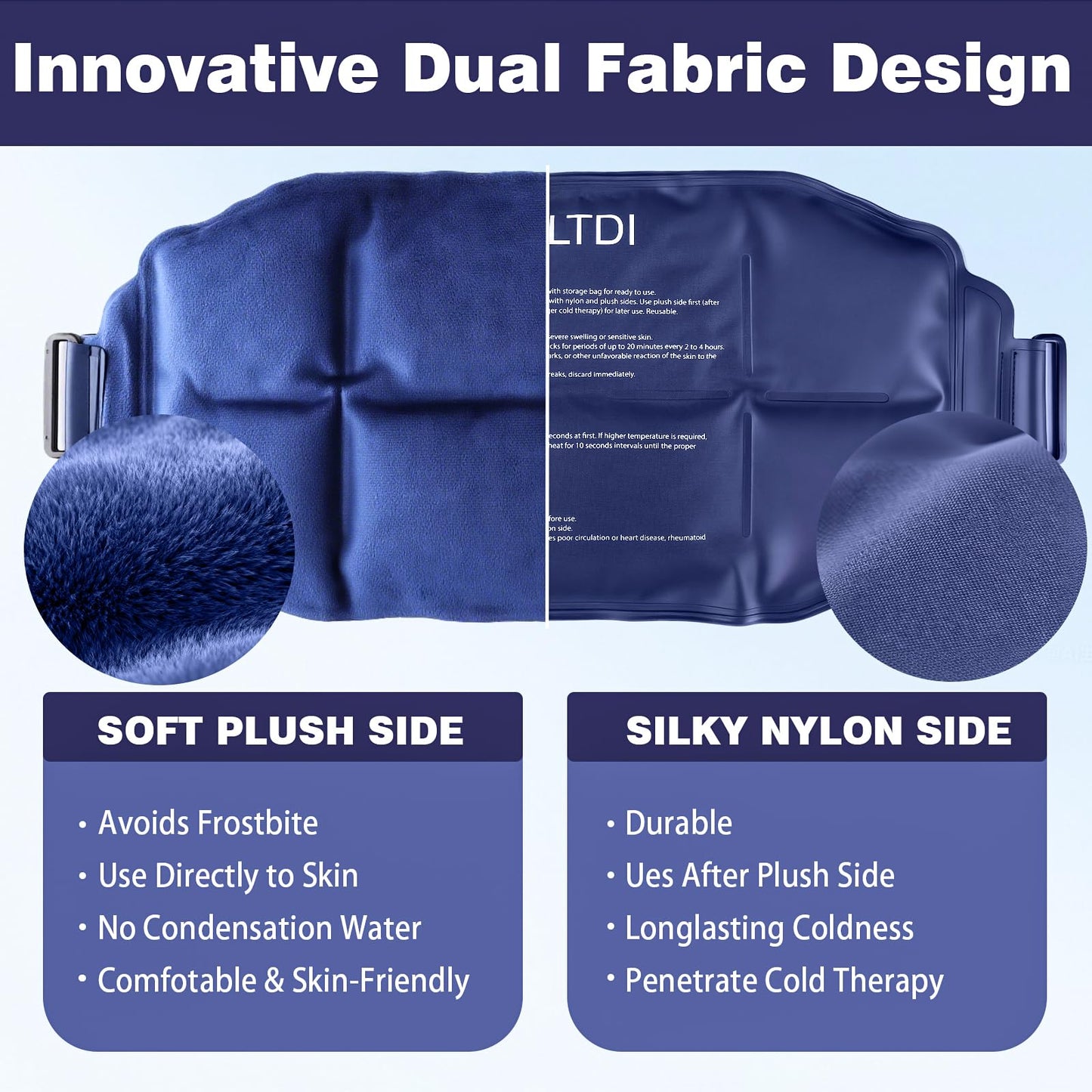 OWLTDI Ice Packs Soft Flexible Gel Pack for Injuries Reusable Cold Hot Therapy for Shoulder Knee Back Elbow Leg Hip Arm for Muscle Relief & Recovery 17.5'' x 9.5'' Navy Blue