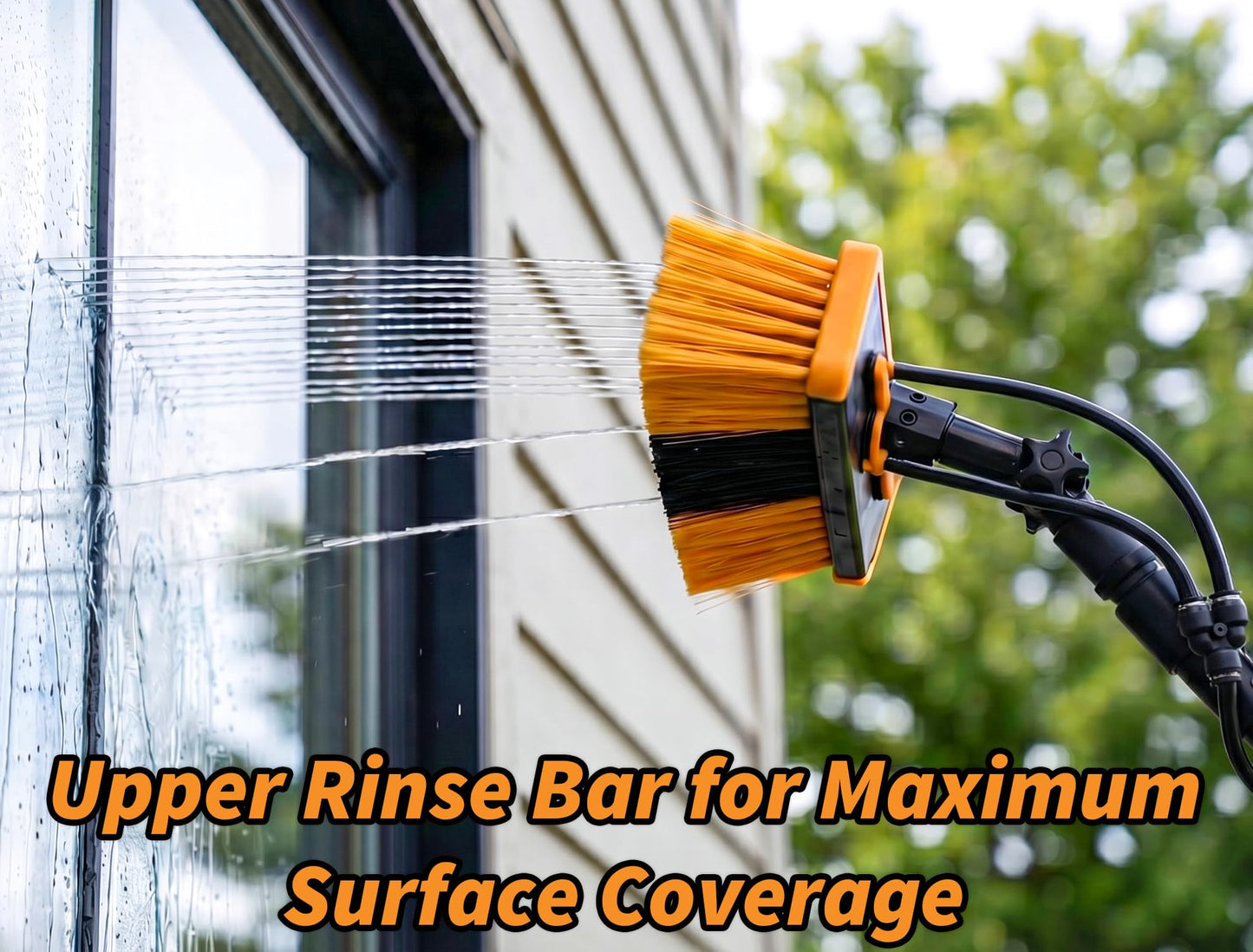 5-24 ft Water Fed Pole Window Cleaning System // Professional Telescopic Solar Panel Cleaning Equipment // Water Fed Brush with Upper Rinse Bar, 10" Squeegee, Water Filter, Soap Dispenser & Water Hose
