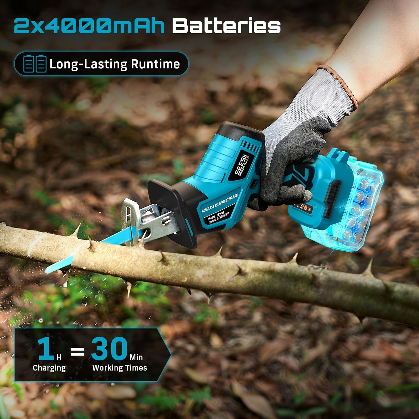 SEESII Bundle Deal - Cordless Brad Nailer and Reciprocating Saw Cordless for Wood Cutting