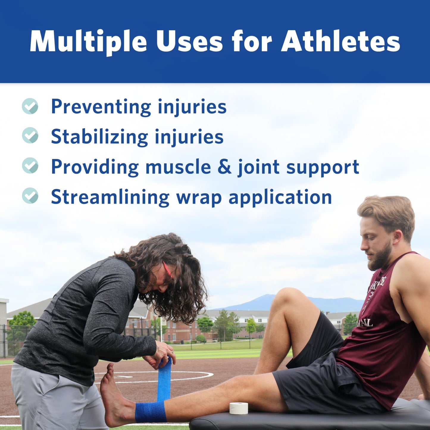 OVIK Health PowerFlex – Self-Adhering Sports Wrap for Injury Prevention & Post-Injury Stability – Medical-Grade, Sweat & Water Resistant First Aid Wrap for Athletes - White, 2 inch, 2 Rolls