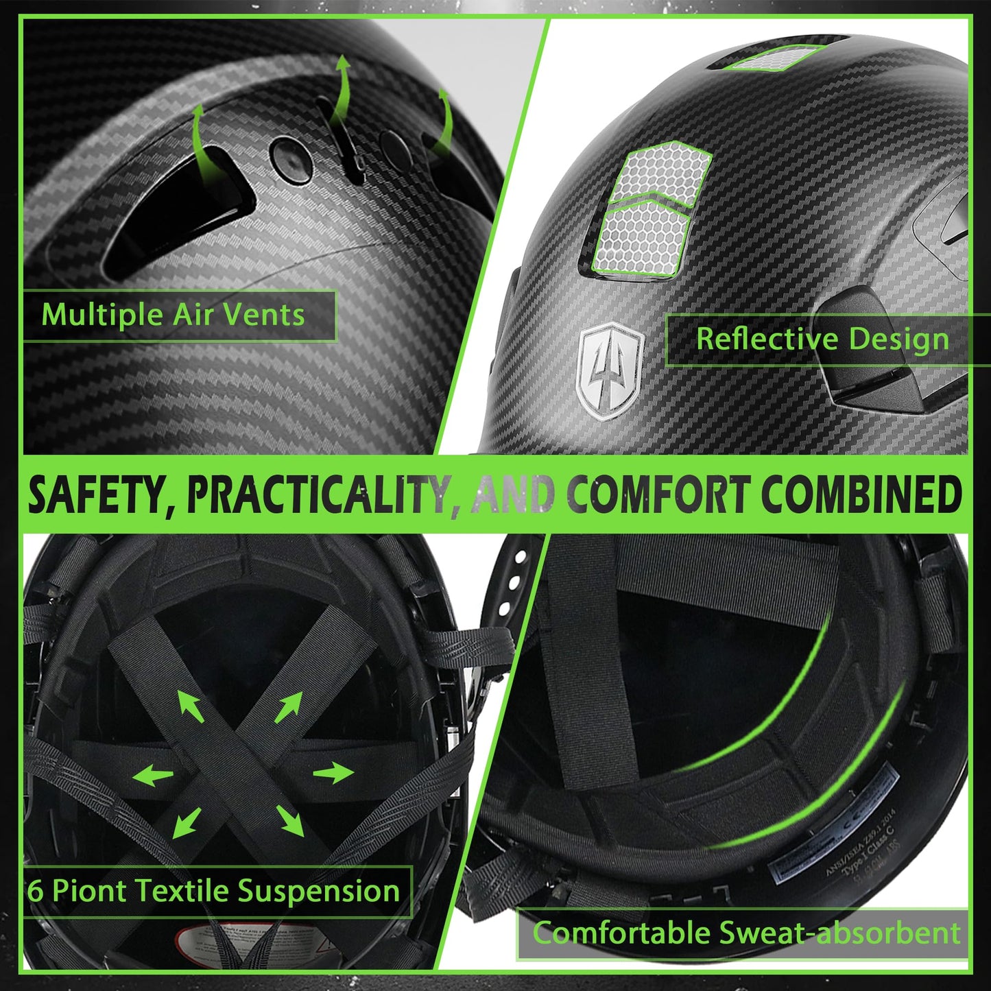 GREEN DEVIL Hard Hat with Bluetooth Ear Muffs and Visor Vented Work Safety Helmet for Men Women ANSI Z89.1 Approved Hardhat Cascos de Construccion Ideal for Industrial & Construction