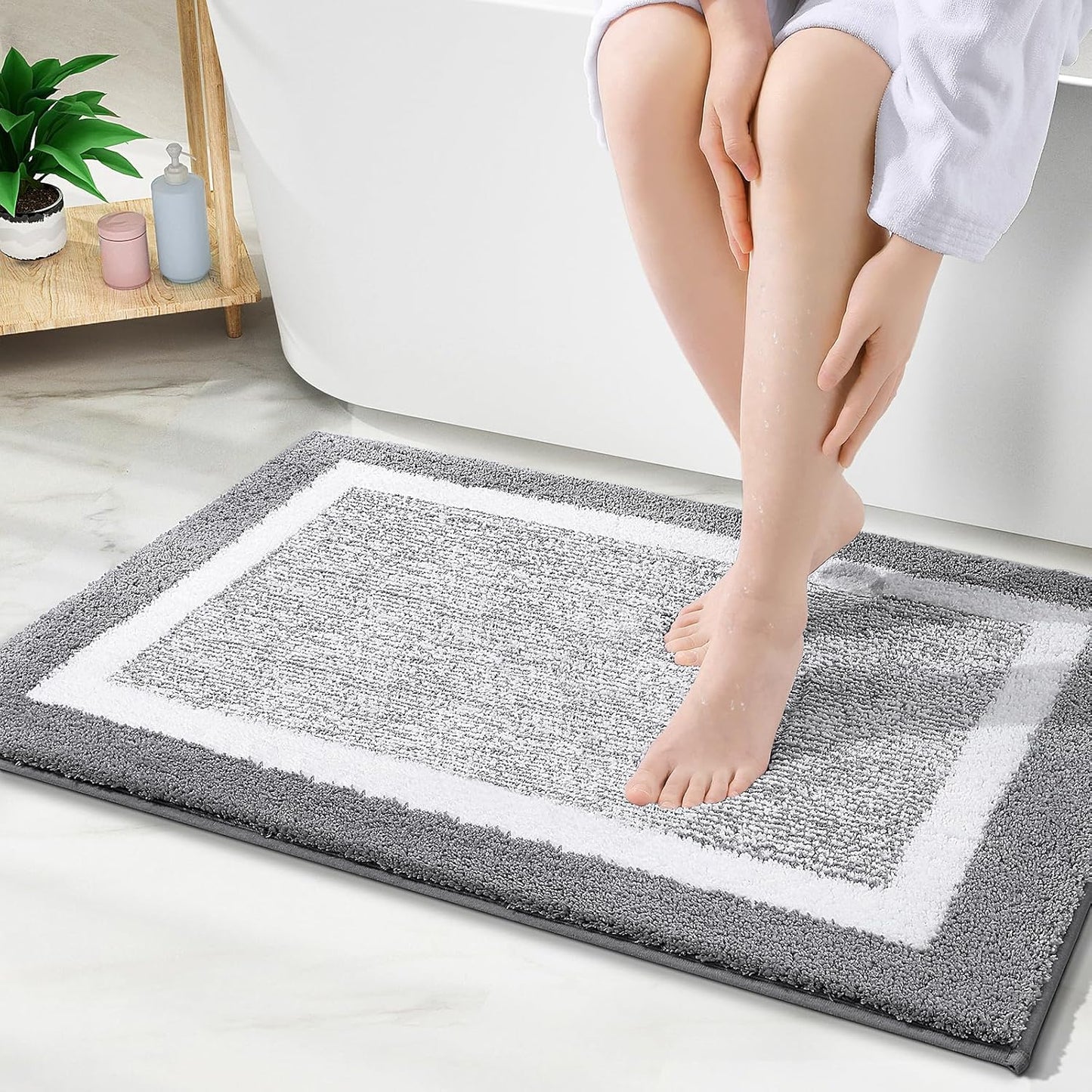 OLANLY Bathroom Rugs - Extra Soft Microfiber Bath Mat | Non-Slip, Quick Dry, 30x20, Grey