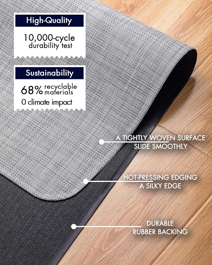 Baroyal Office Chair Mat for Hardwood Floor Under Desk Computer Rolling Chair Mat for Wood/Tile Floor Non-Slip Heavy Duty Desk Rug PVC Plastic Hard Floor Protector 45"x 53" (Mist)