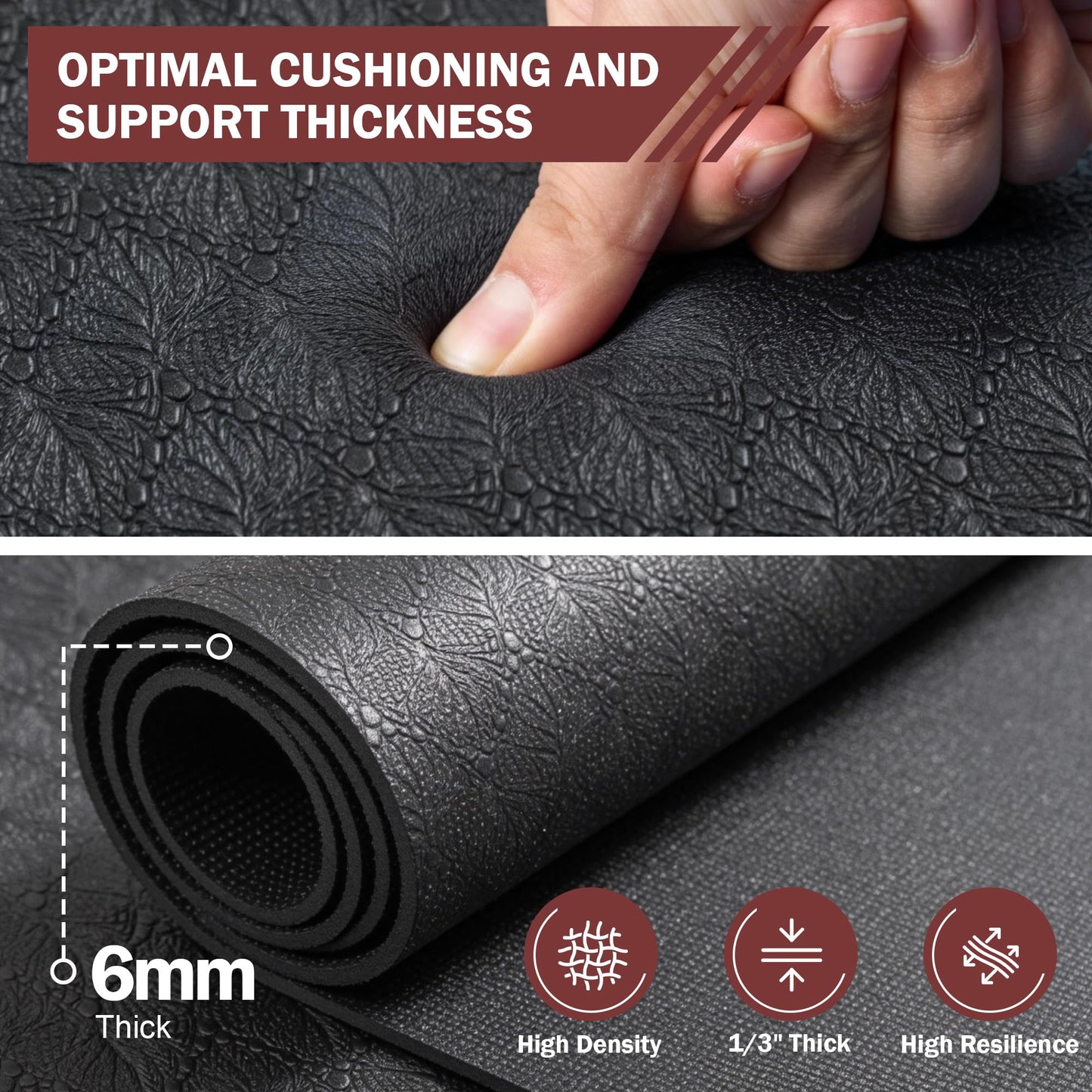 Stepwaver Extra Large Exercise Mat, 7'x5' (6mm) Thick Workout Mat for Home Gym & Garage Flooring, Shoe-Friendly, Non-Slip, Ultra Durable, Thick Large Workout Mats for Home Workouts