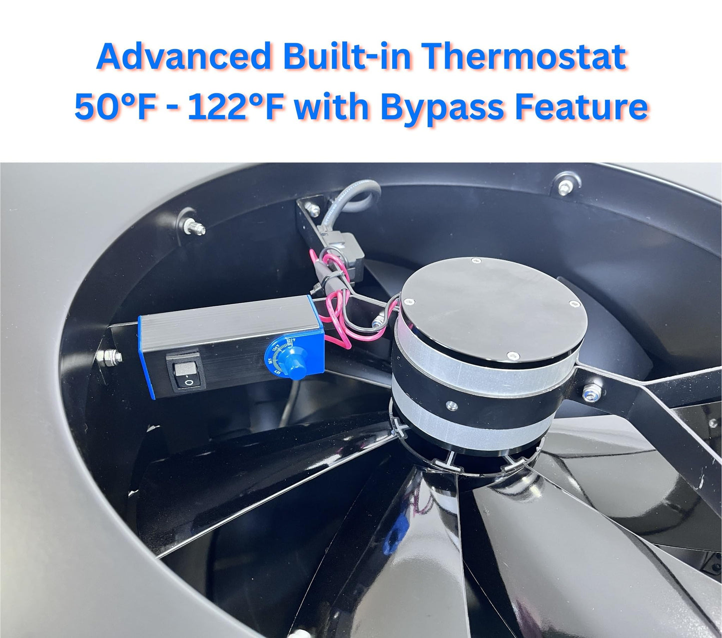 iLIVING HYBRID Ready Smart Thermostat Solar Roof Attic Exhaust Fan, 14", 40-Watt, 1150 CFM, Cools up to 2900 Sq.Ft. Coverage Area, Black