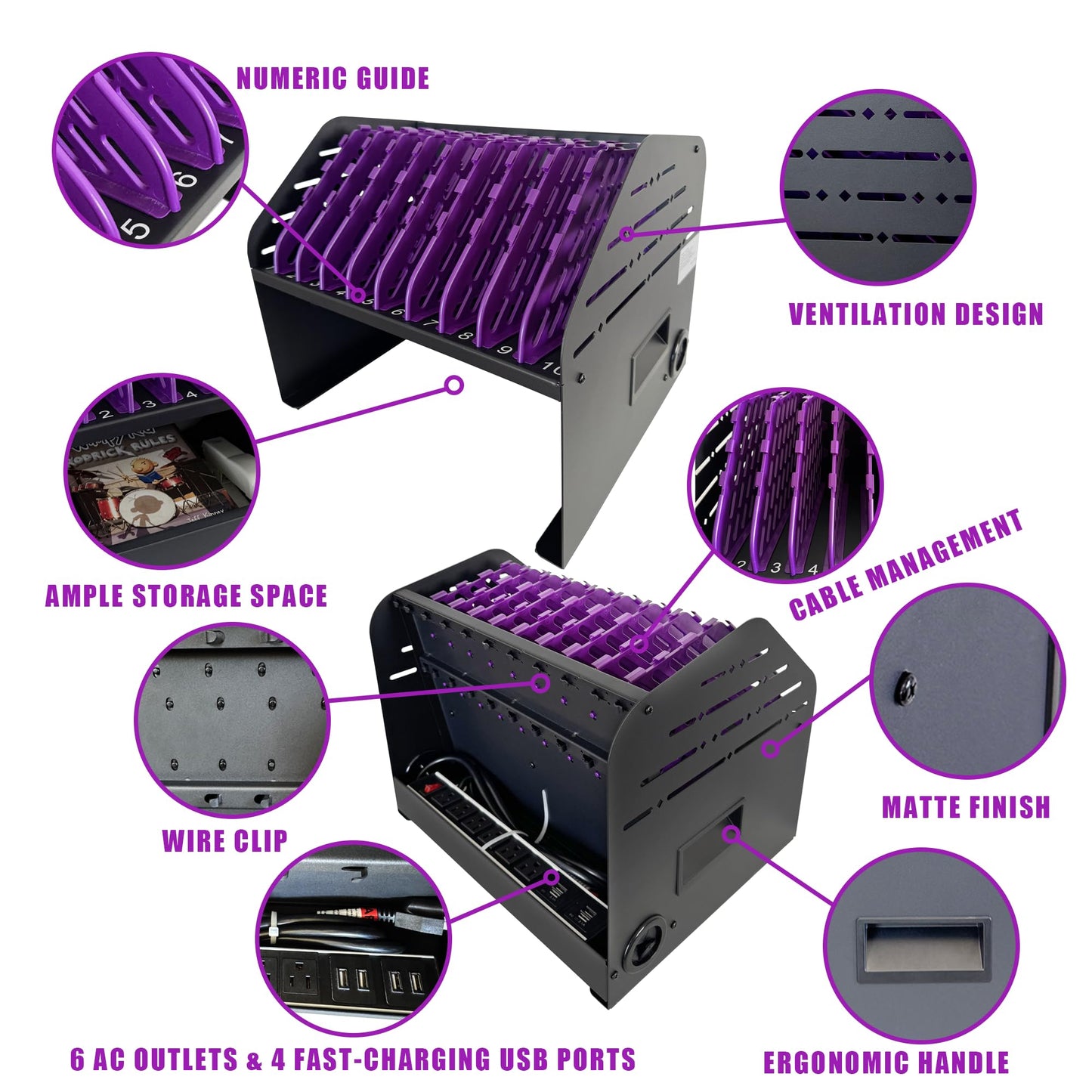 Powervize 10-Device Charging Station for Laptops, Tablets & E-Readers