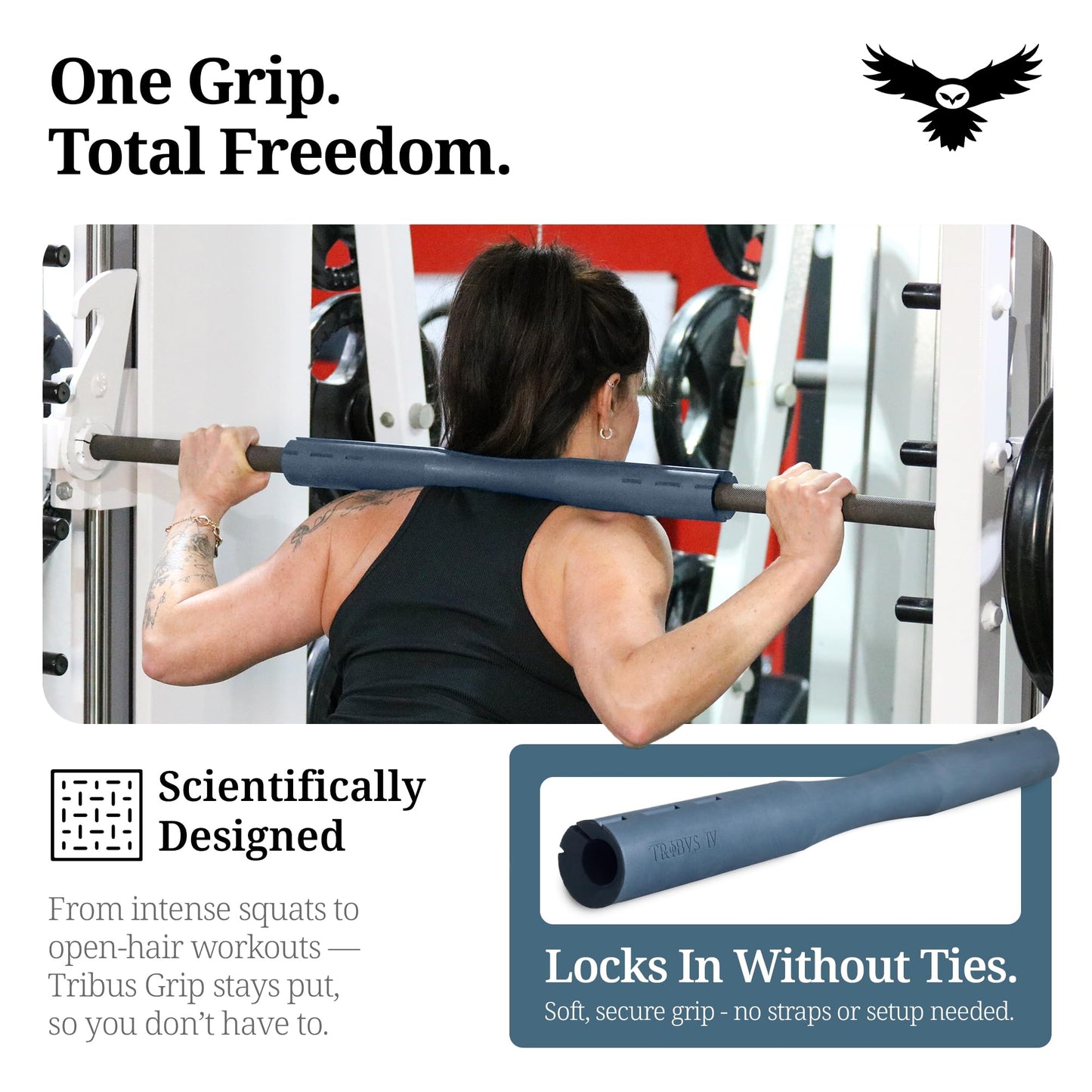 Tribus Grips Dense Rubber Barbell Adapter for Squats & Strength Training – Anti-Slip Design – Fits Standard & Olympic Barbells – Compact Durable Alternative to Foam Squat Pads