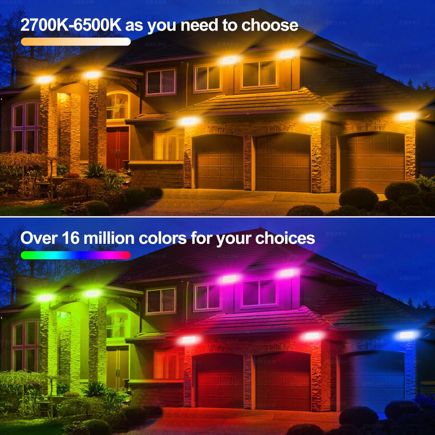 Jabbatek Party Lights Outdoor Smart Flood Light, 180W RGBCW Color Changing LED, 2700–6500K Tunable White, WiFi App & Voice Control, 50 Scenes, 1–100% Dimmable, IP65 Linkable Wall Washer Lights