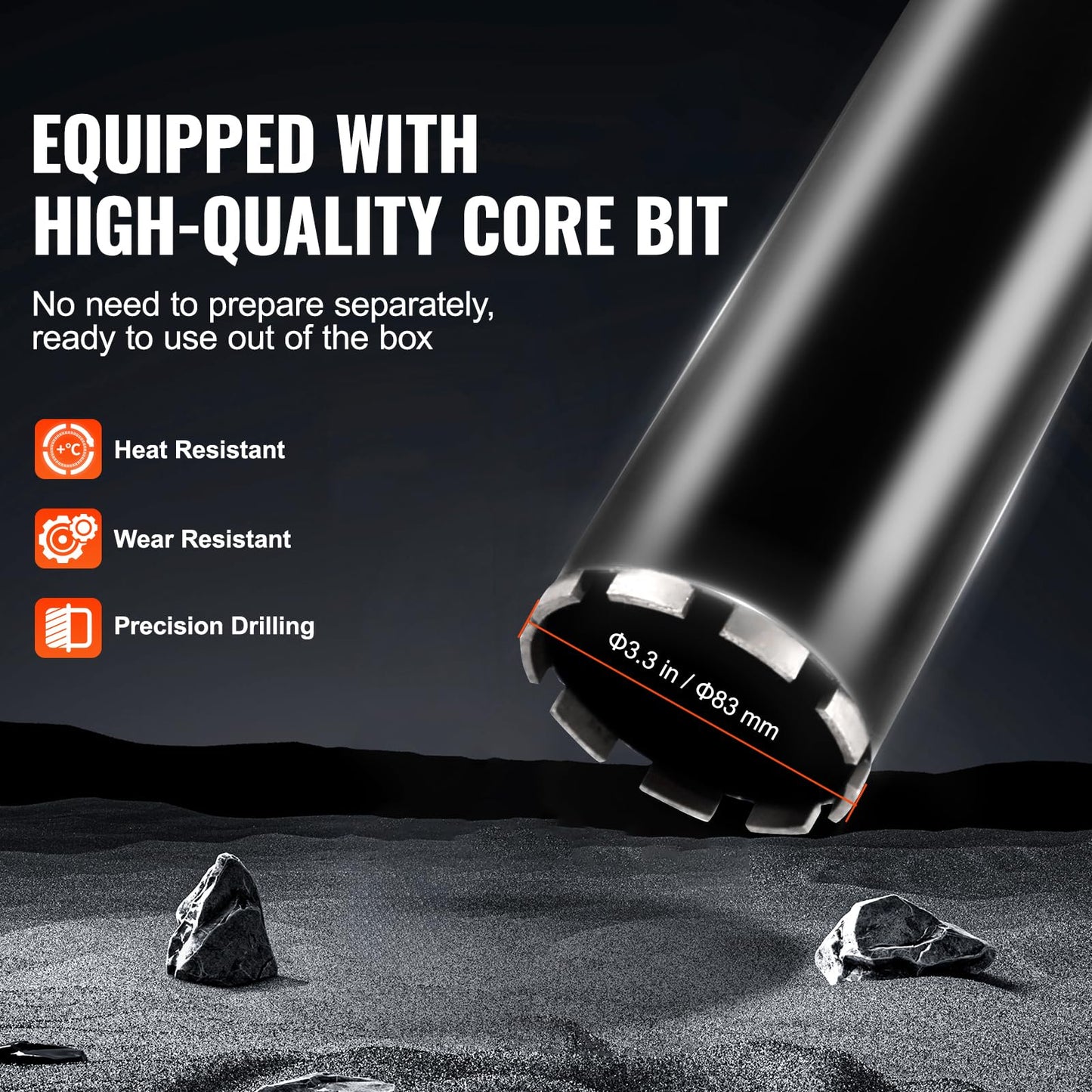 VEVOR 2 in1 Handheld & Stand-Mount Core Drill, 0.8-6.3in Drilling Diameter, 2000W Concrete Core Drill, Variable Speed, 220V, Hammer Drill