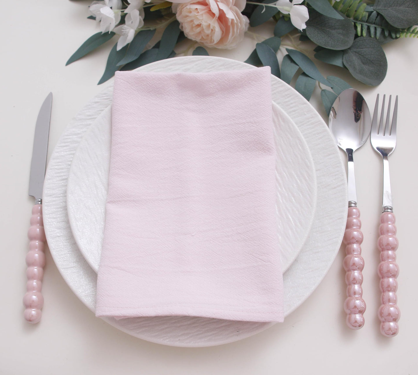 FruwaBlu Spring Cotton Cloth Napkins Set of 12, 16’’x16’’, Dinner Cloth Napkins Washable Bulk with Hemmed Edges, for Hotel Restaurant, Wedding, Easter (Light Pink)