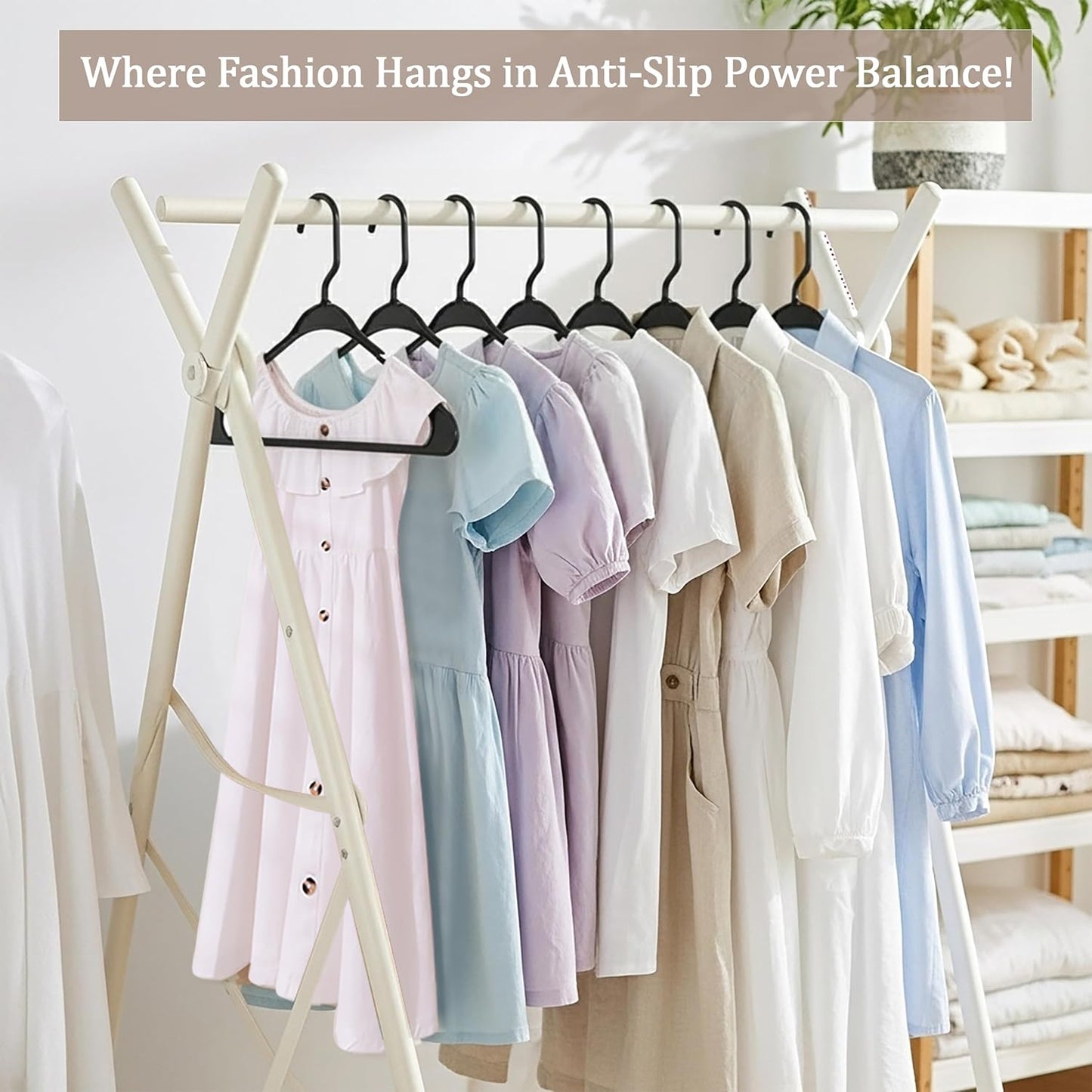 Utopia Home Plastic Hangers - 50 Pack Space-Saving Non-Slip Clothes Hangers for Closet Organization | Black