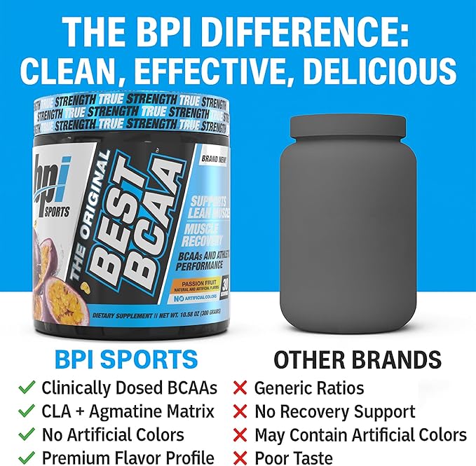 BPI Sports Best BCAA Powder - Muscle Recovery Support - Branched Chain Amino Acids | Building Blocks of Protein and Muscle - Post Workout Recovery ??Hydration - Passion Fruit, 30 Servings