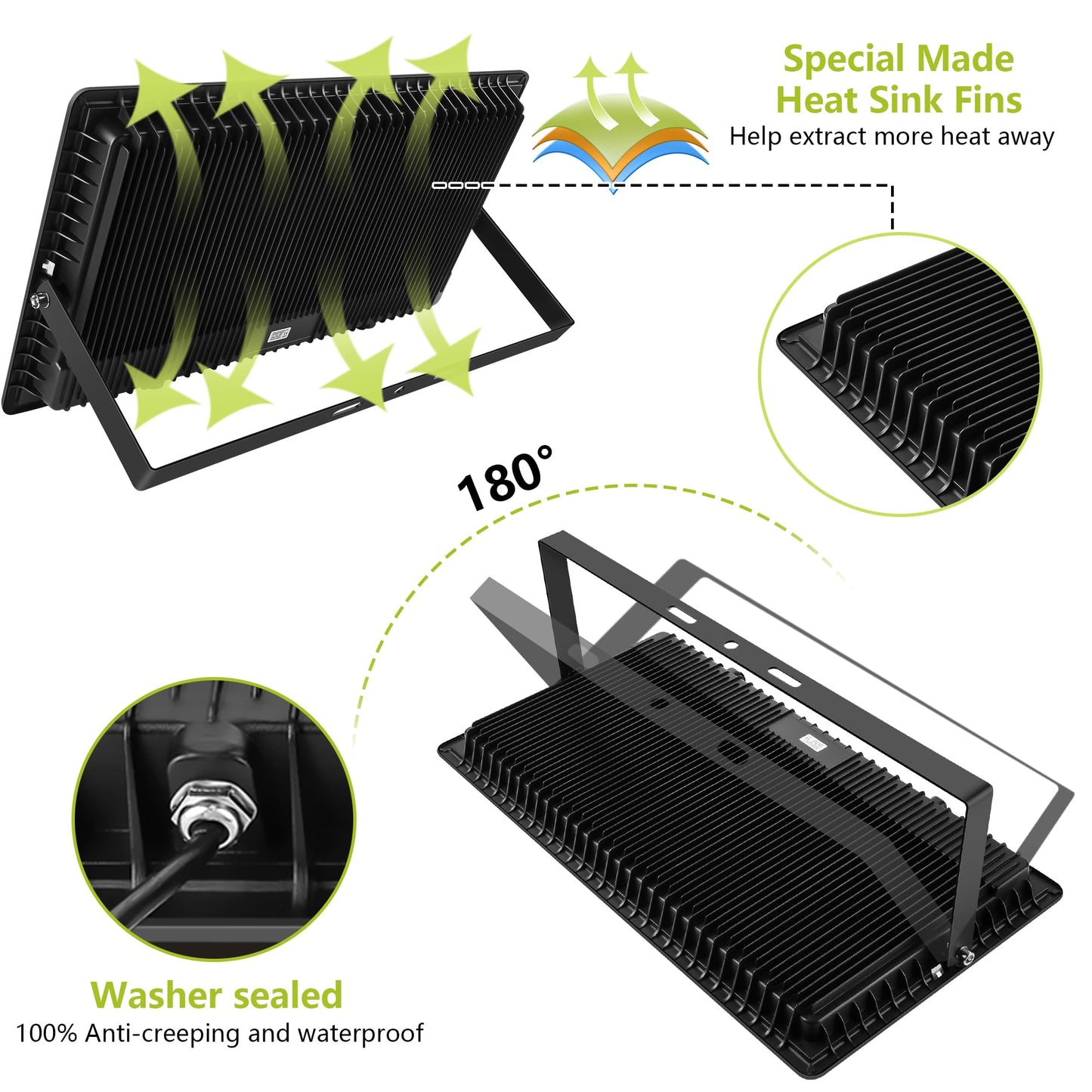 Gopretty 500W Warm White LED Flood Lights Outdoor 2 Pack, 55000LM Super Bright Security Lights with Plug, Commercial Arena Lighting for Yard Court Stadium Fields