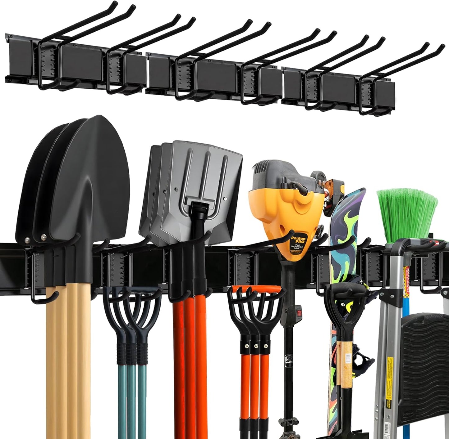 TIDYME Garage Wall Organizer - 48" Heavy-Duty Tool Storage Rack | Adjustable Double-Layer Hooks | 300 lbs Capacity