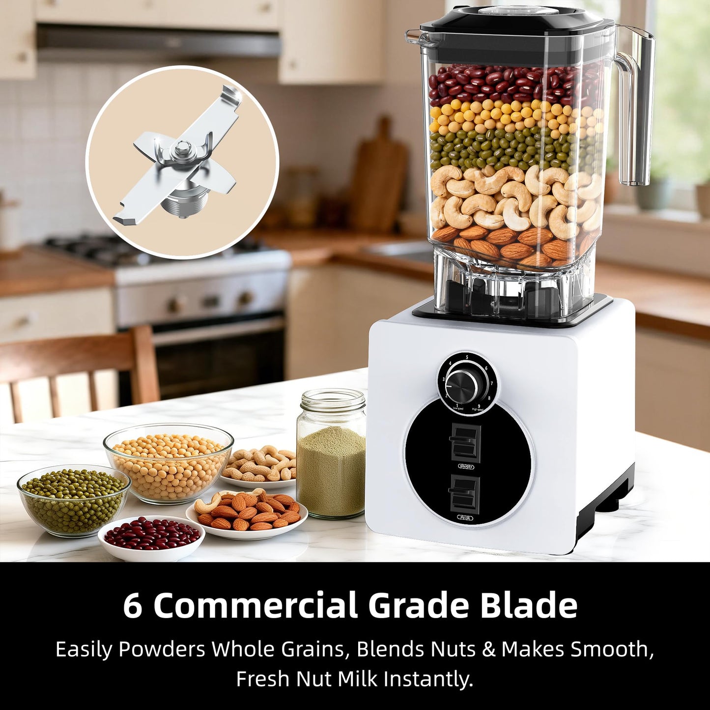 AIZIYO Commercial Blender, 2200 Watts High Speed Blender, 60 Oz BPA-Free Pitcher, Professional Countertop Blenders for Ice Crushing, Frozen Drinks, Milk shakes & Nut Milk
