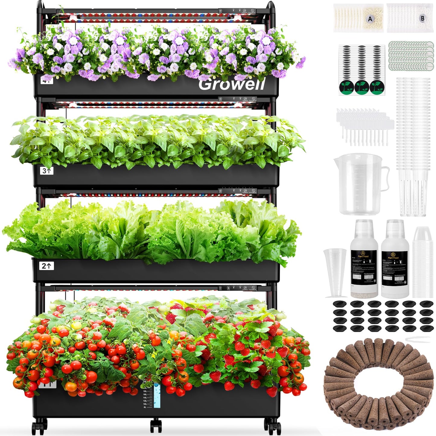 Growell 120 Pods Large Hydroponics Growing System Kit & 182pcs Seed Pod Kit
