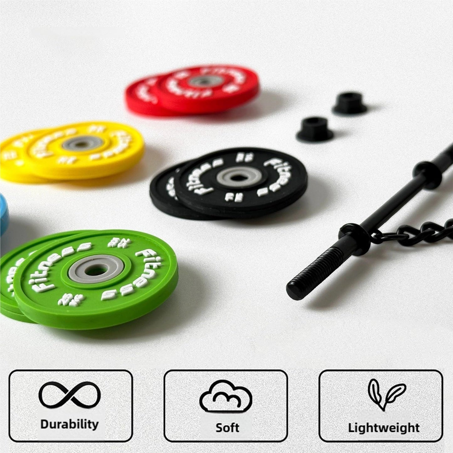 Levesica Fitness Keychain Gym Mini Barbell Keychain Weightlifting Keyring Silicone Motivational Weightlifting Gifts for Boyfriend Girlfriend, Gifts for Personal Trainer