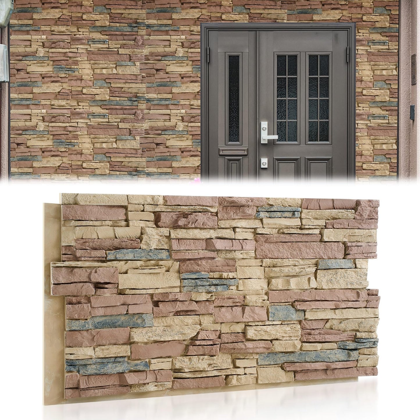 Maasechs 1 Pack Extra Large Faux Wall Covering Panel for Interior Exterior Decor Stone Siding Panel Artificial 3D Veneer for Outdoor Home Improvement Projects (Classic)