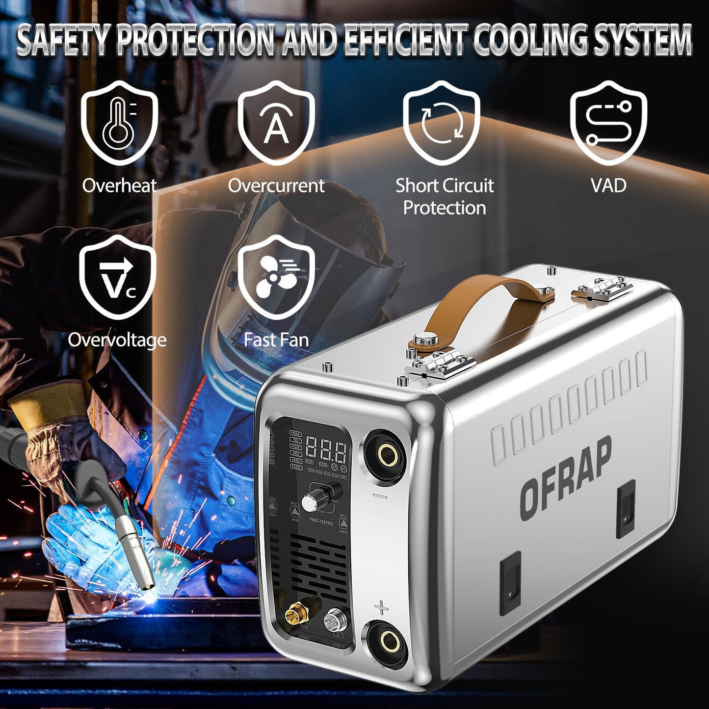 OFRAP Aluminum MIG Welder Newest 2026, 110/220V MIG Welding Machine165A, 6-in-1 Flux Core/Gas Mig/Mag/Stick/Lift Tig/Mig Aluminum Multi-process Welder Machine