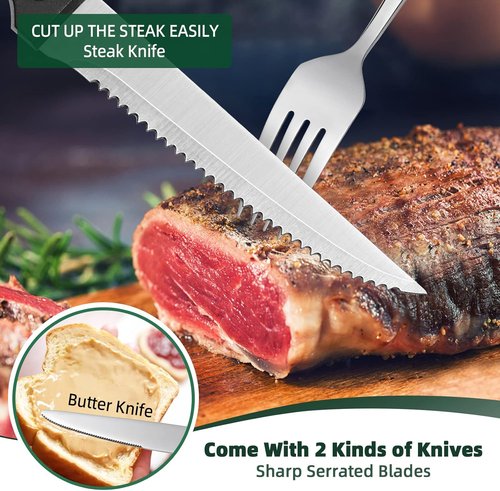 CEKEE Stainless Steel Silverware Set - 48-Piece Flatware for 8 with Steak Knives | Mirror Polished & Dishwasher Safe