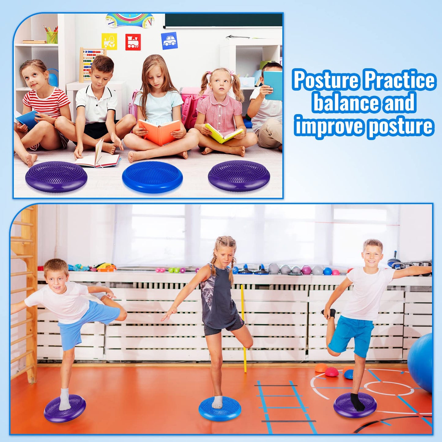 Outus 2 Pcs Balance Disc Inflated Wobble Cushion for Sensory Kids 13. 4 Inch Wiggle Seat Flexible Seating with Hand Pump for Kids Men Women Classroom Exercise Office Home Chair