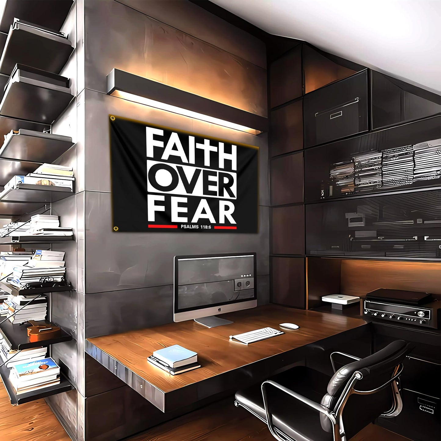 Faith Over Fear Flag 3x5 Ft Christian Jesus Flags Inspirational Gym Flags for Home Motivational Gym Wall Fitness Decor And College Dorm Room Bedroom Office Sign Banner Decor