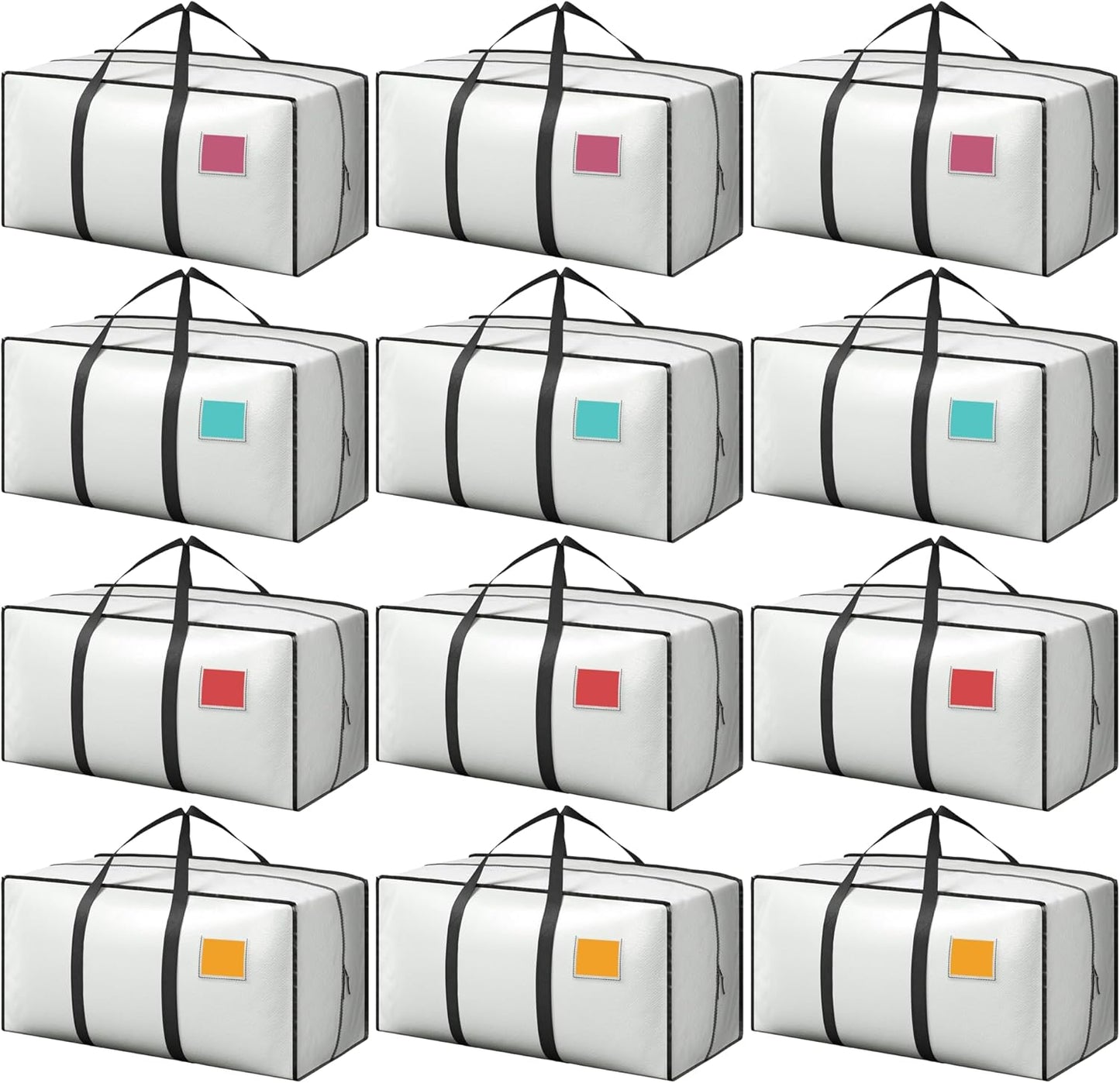 Skiennix 12 Pack Moving Bags - Extra Large 93L Heavy Duty Waterproof Storage Totes | Ideal for College Dorm & Home Organization