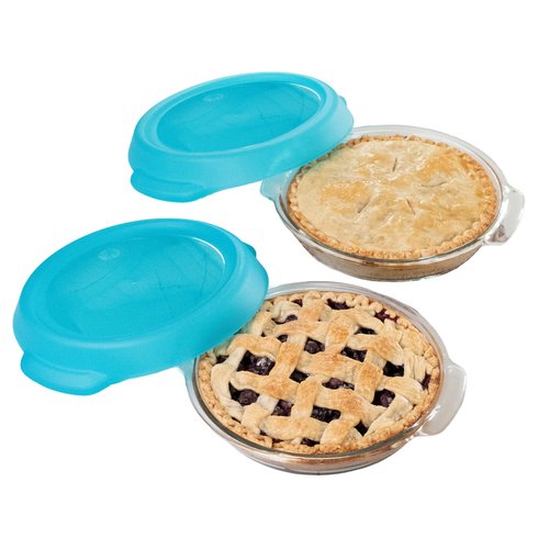 Libbey Baker’s Premium 2 Piece Glass Pie Plate, Stackable, Space Saving Casserole Dish Set with Lids, Glass Baking Dish Set for Fruit Pies, Quiches