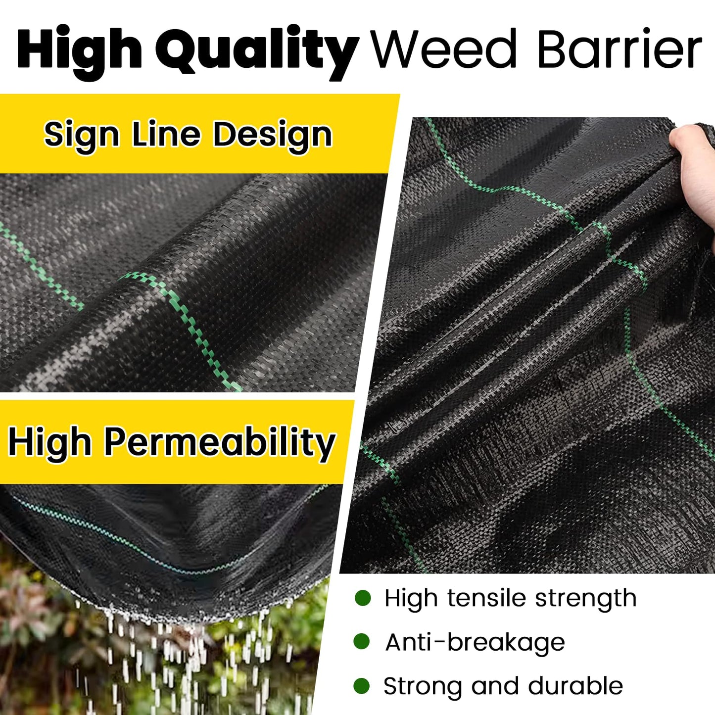 GRASSCLUB 4ft x 300ft Weed Barrier Landscape Fabric Heavy Duty Premium Weed Control Fabric Durable & Eco-Friendly Weed Block Gardening Mat Landscaping Fabric