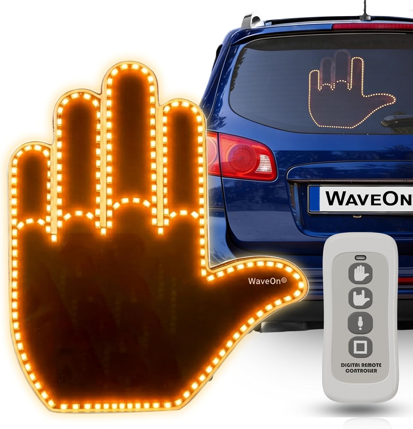 3 Communicate WaveOn Pro Gestures LED Display Fun Finger Car Light with Remote | with Other Drivers | Glogesture LED