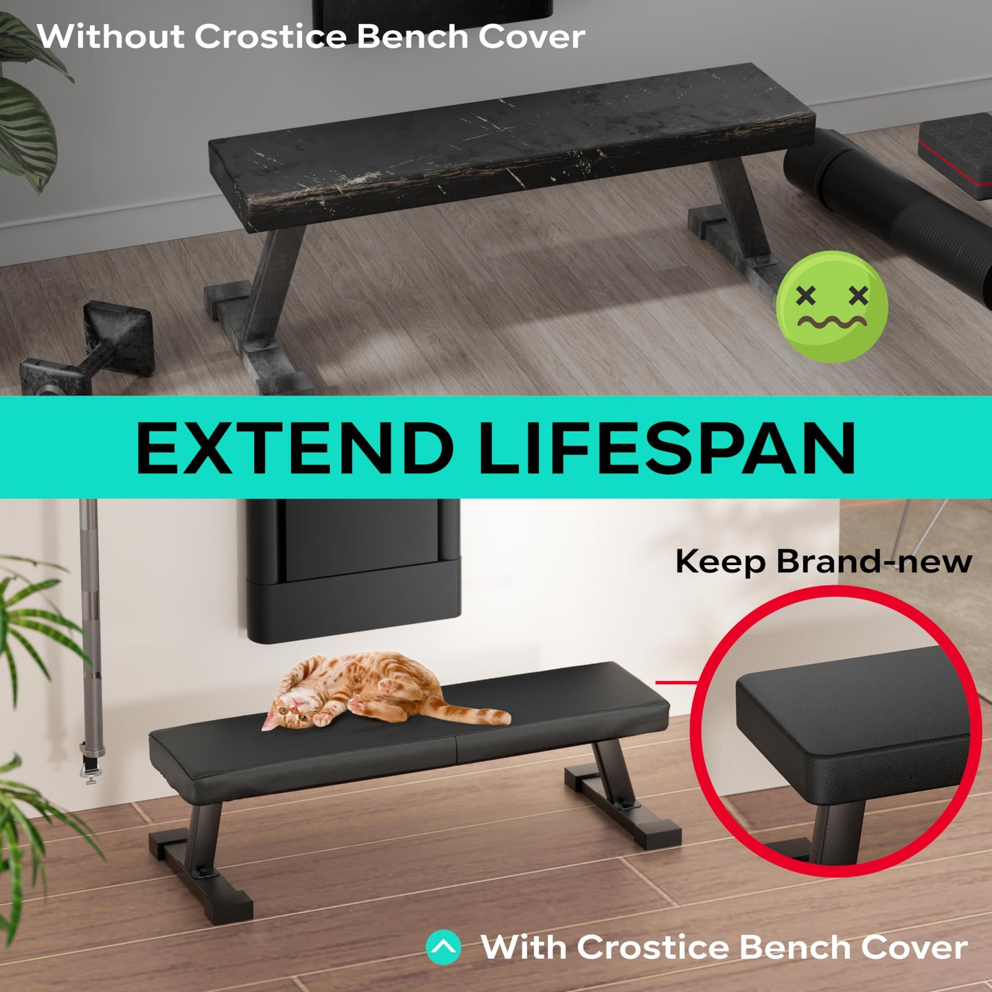 Crostice Weight Bench Cover Compatible with Tonal Accessories, Protective Cover for Workout Bench, Exercise Strength Training Accessories Protector, Scratch-Resistant, Water-Proof, Protect from Pets