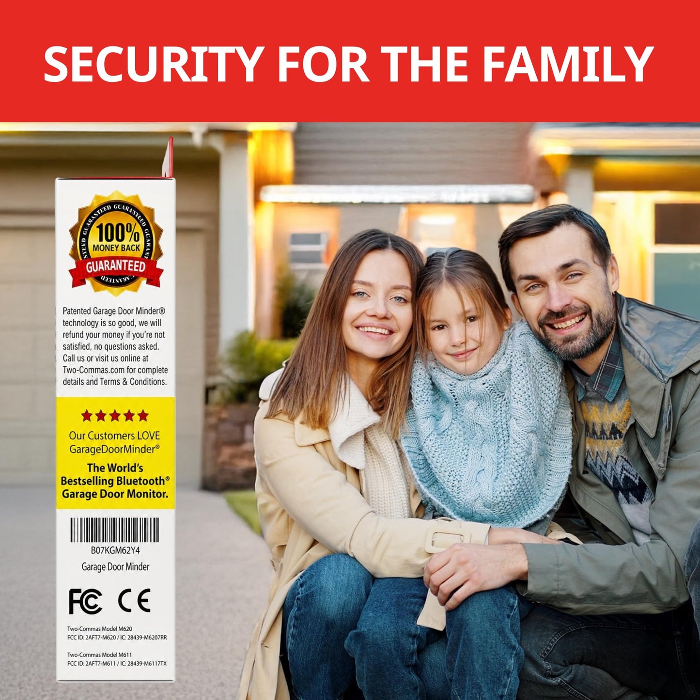 Garage Door Minder® 2 Door + 2 Room Combo Pack. 100% Wireless. No Wi-Fi. in-Home Monitor & Alert System. Installs in 2 Minutes. Great for Seniors. Monitors 2 Individual Doors.