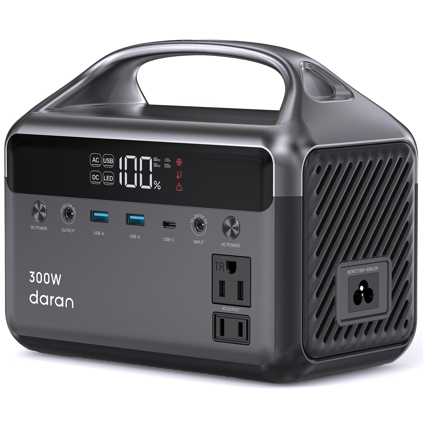 DaranEner Portable Power Station, 300W (Surge 600W) 192Wh Power Bank with 110V AC Outlet, LiFePO4 Battery for Home Emergency, Camping, Travel,& Outdoor Electronics(Option Solar Generator)