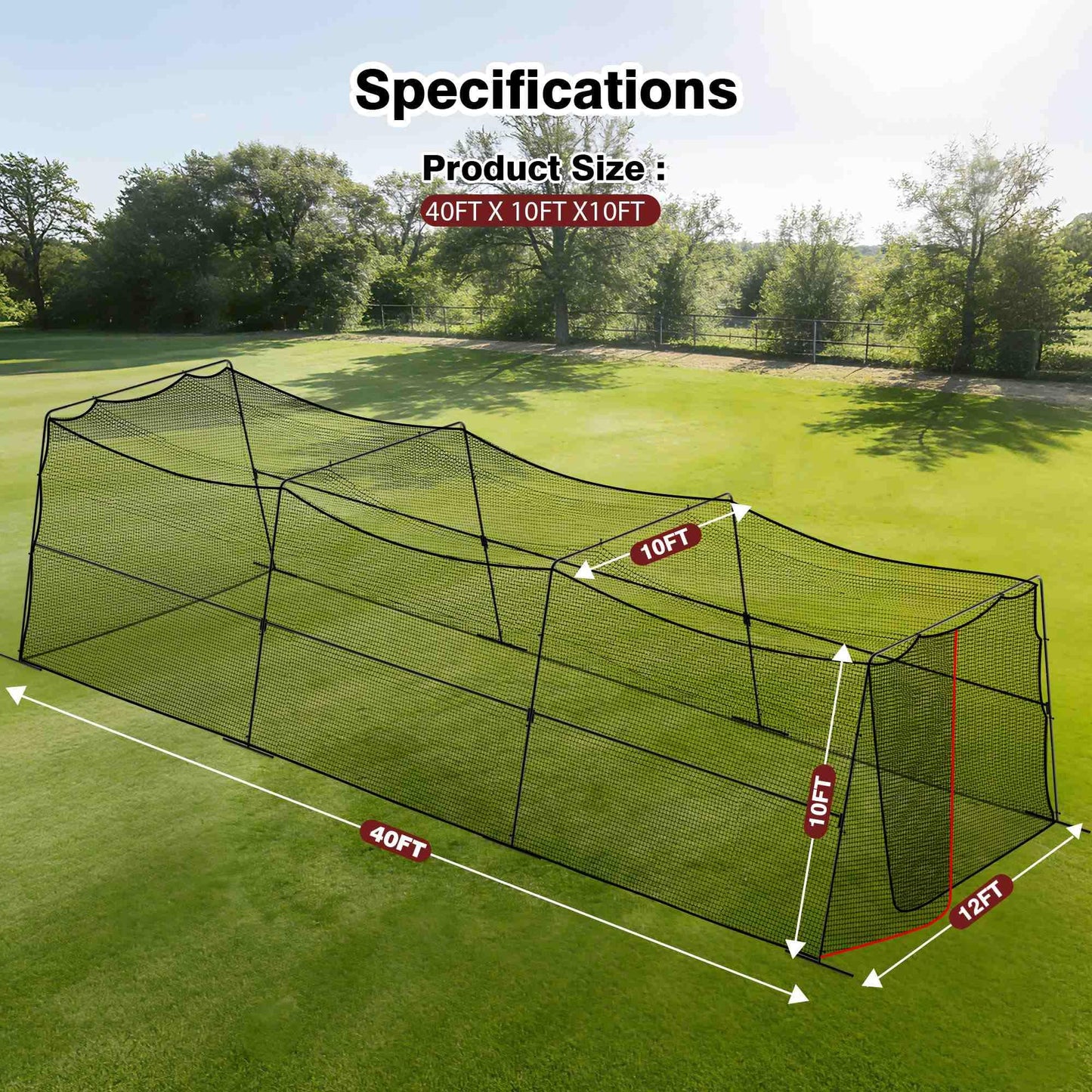 Baseball Batting Cages for Backyard with Net and Frame, 30FT/40FT Batting Cage for Baseball and Softball, Integrated Gate Net Design