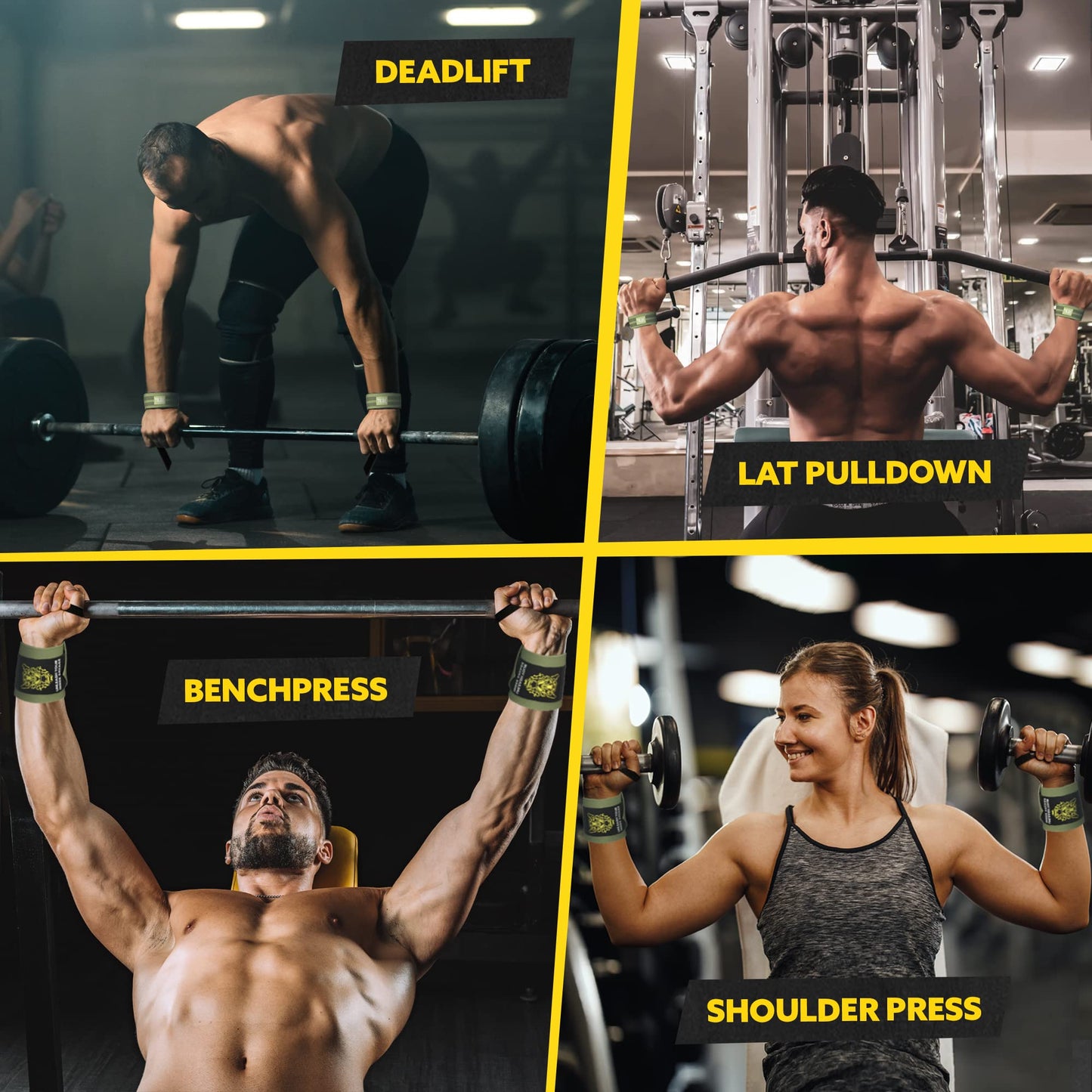 Tribe Lifting Wrist Wraps and Lifting Straps for Weightlifting - Heavy Duty Wrist Straps for Weightlifting Men - Gym Wrist Wraps for Bench Press, Deadlift Straps for Weight Lifting Accessories