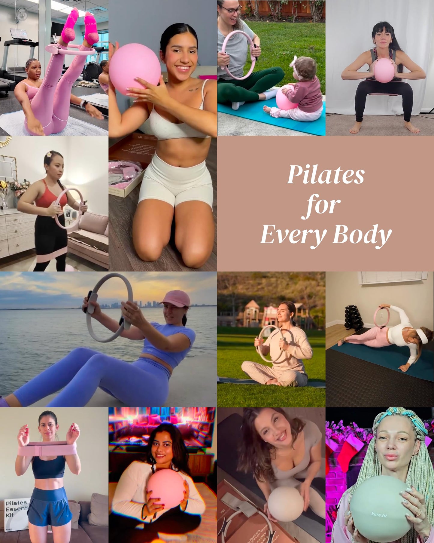 kure.fit Pilates Kit for Women – Home Pilates Equipment Set with Ring, Ball & Resistance Bands | Pilates Starter Kit with Accessories in Gift Box