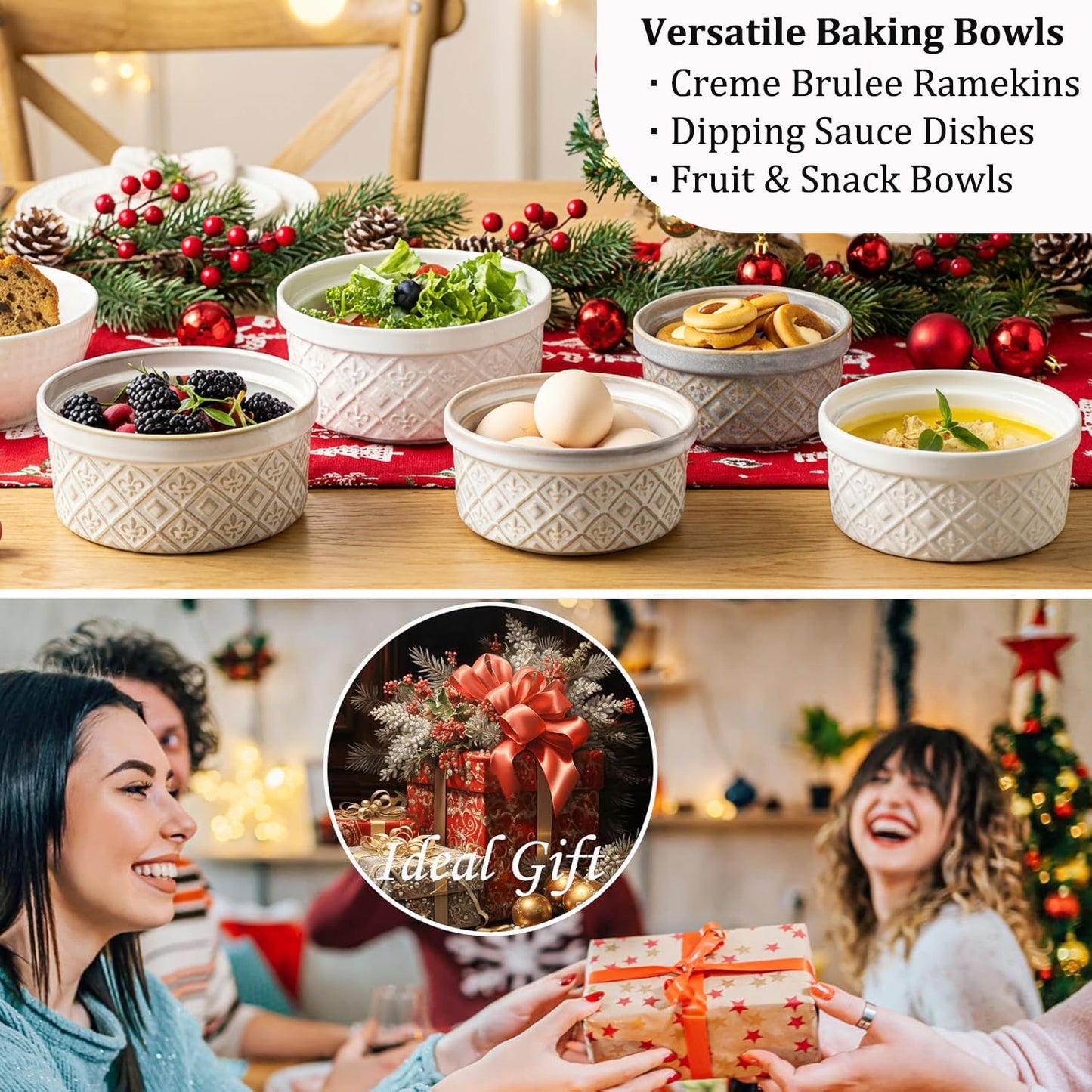 MISSYSSIM 16 oz Creme Brulee Ramekins Oven Safe, Small Souffle Ramekin with lid, Mini Porcelain Ramekins Set with Covers, Small Ceramic Baking Dish Set of 4