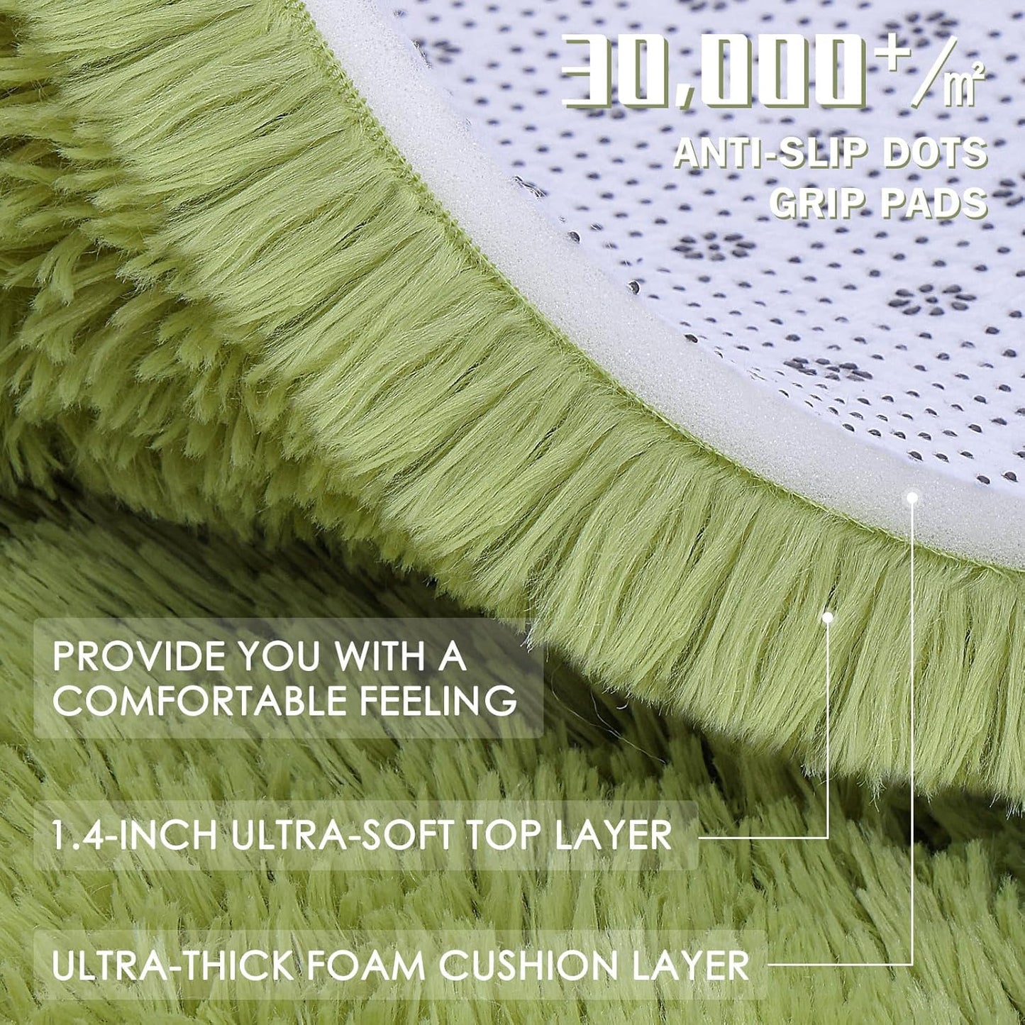 OLANLY Large Area Rug - Soft Fluffy Shaggy Carpet for Living Room & Bedroom | 8x10 Grass Green