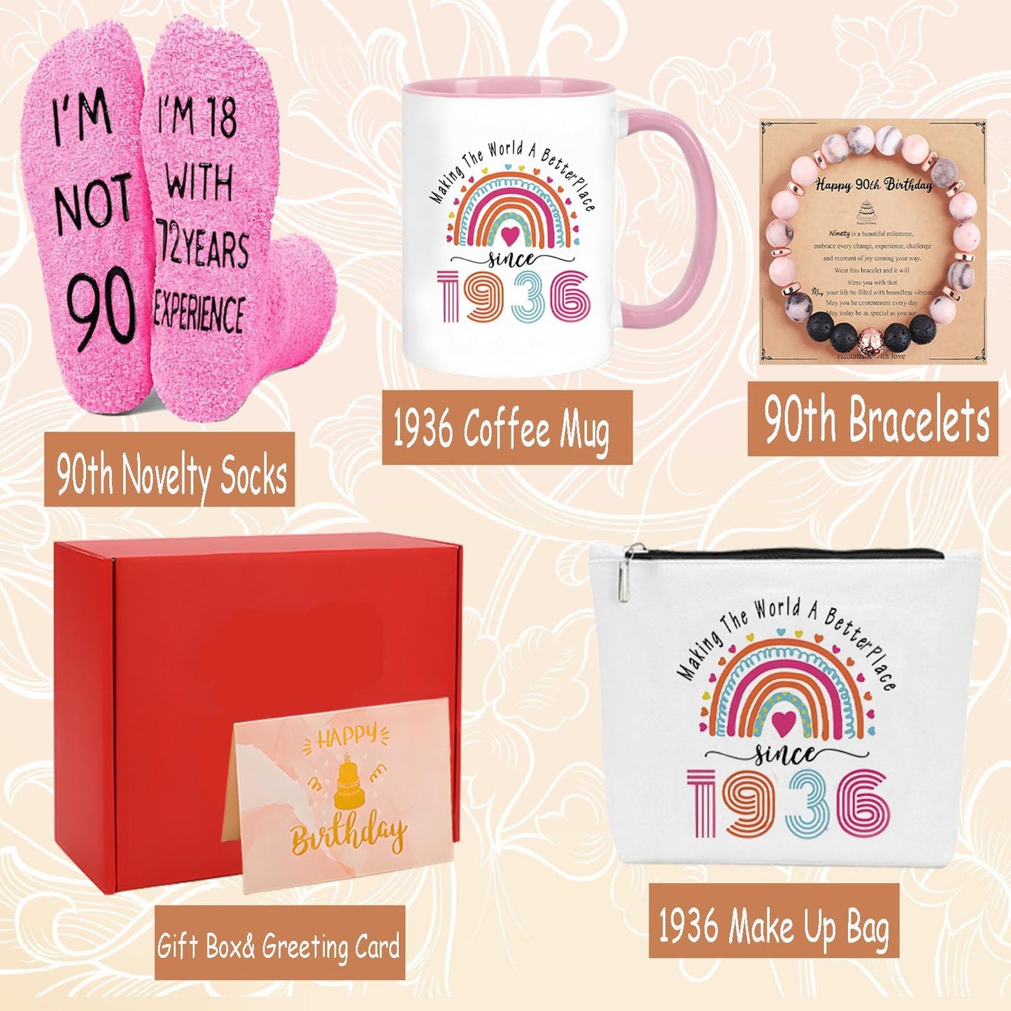Farmansion 90th Birthday Gifts for Women, 1935 Coffee Mug Gift for Woman, Turning 90th Birthday for Mom Sister Wife Grandma