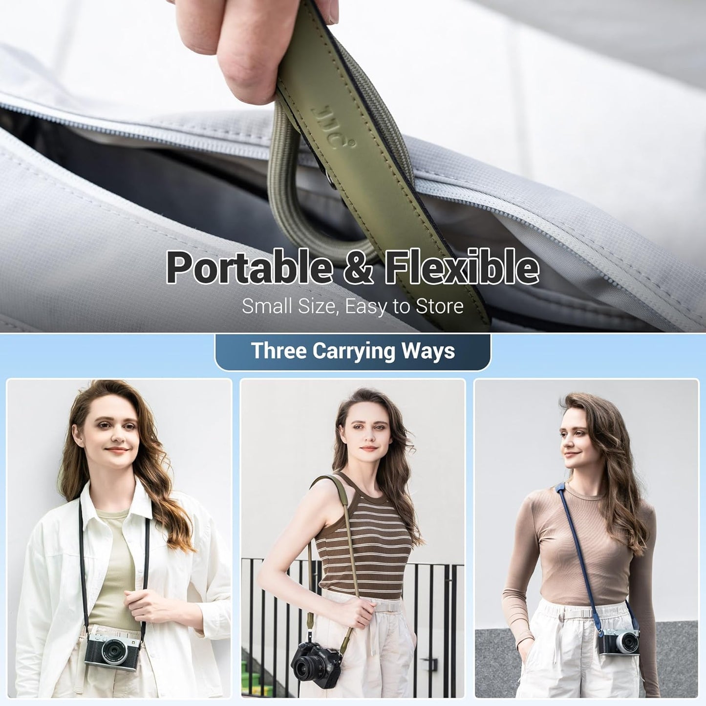 115cm ZV-E10 A7V A7IV A6400 A6700 XT4 XT3 XT20 XE4 5D 6D R7 R8 D3400 JJC Braided Rope Camera Strap, Soft Neck Shoulder
